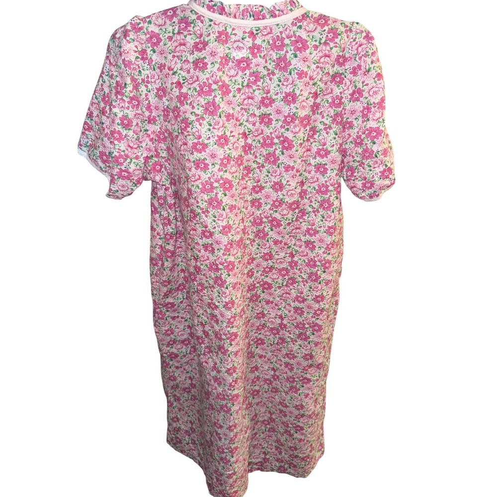 Madison's Best Pink Floral House Dress Snap Front Duster Pockets Medium - Picture 2 of 6